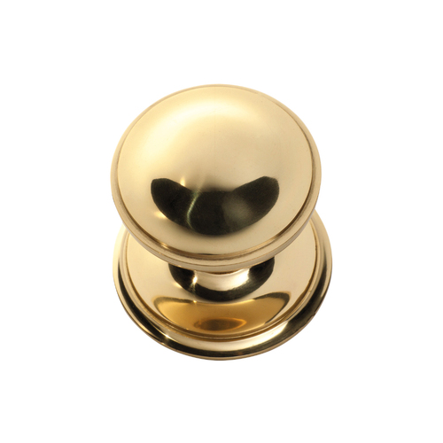 Tradco Classic Round Centre Door Knob Unlacquered Polished Brass 21378