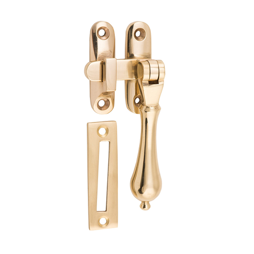 Tradco Long Throw Teardrop Casement Fastener Unlacquered Polished Brass 21383