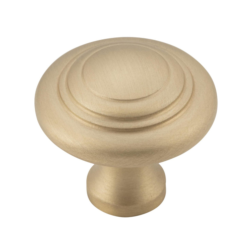 Tradco Domed Cupboard Cabinet Knob 32mm Solid Brass Satin Brass Unlacquered 21392
