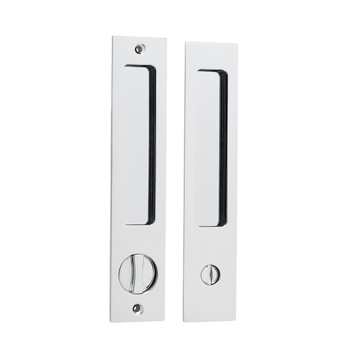 Iver Sliding Door Flush Pull Rectangular Privacy Polished Chrome Pair 21414P 
