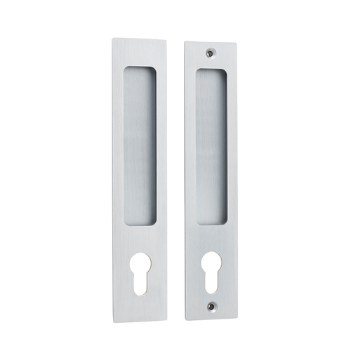 Iver Rectangular Flush Pull Euro Lock Brushed Chrome 21415E *Pair*