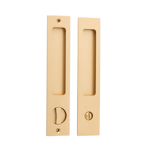 Iver Rectangular Flush Pull Privacy Set Brushed Brass 21416P *Pair*