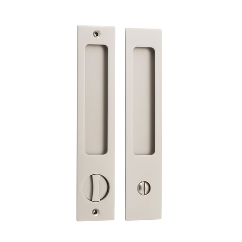 Iver Sliding Door Flush Pull Rectangular Privacy Satin Nickel Pair 21419P