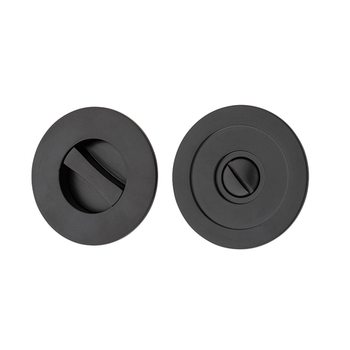 Iver Sliding Door Pull Round Privacy Matt Black 21433 *Pair*