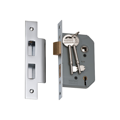Tradco 5 Lever Mortice Lock Chrome Plated 46mm 2166