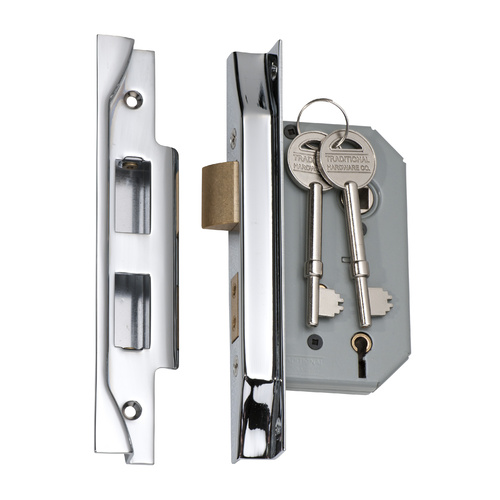 Tradco Rebated 5 Lever Mortice Lock Chrome Plated 46mm 2170