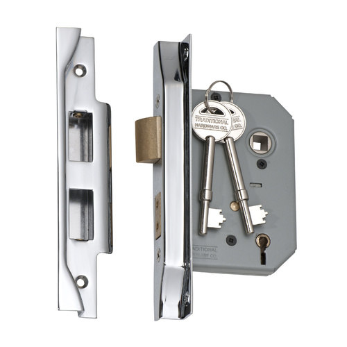 Tradco Rebated 5 Lever Mortice Lock Chrome Plated 57mm 2171