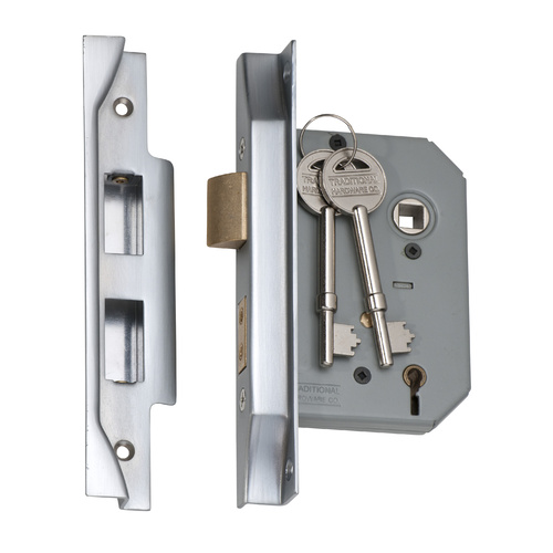 Tradco Rebated 5 Lever Mortice Lock Satin Chrome 57mm 2179