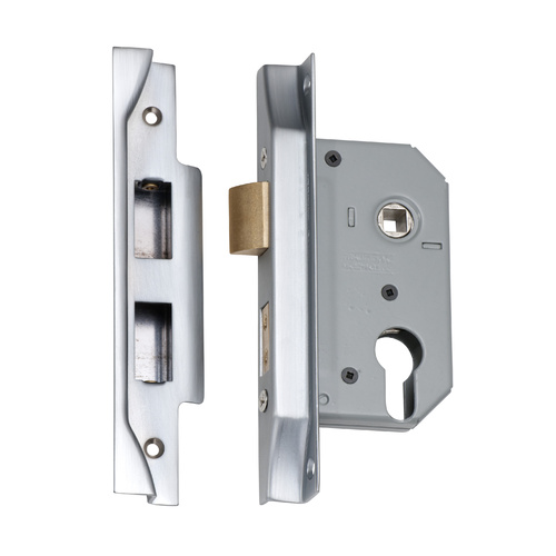 Tradco Mortice Lock Rebated Euro Rebated 46mm Satin Chrome 2180SC