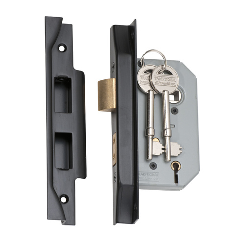 Tradco Rebated 5 Lever Mortice Lock Matt Black 46mm 2186