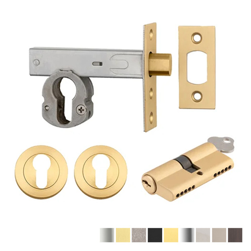 Iver Euro Mortice Deadbolt Kit 60mm Key/Key with Round Escutcheon - Available in Various Finishes