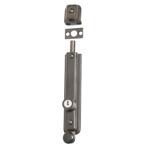 Tradco 2248AB Surface Mounted Bolt Key Operated Antique Brass 150x32mm