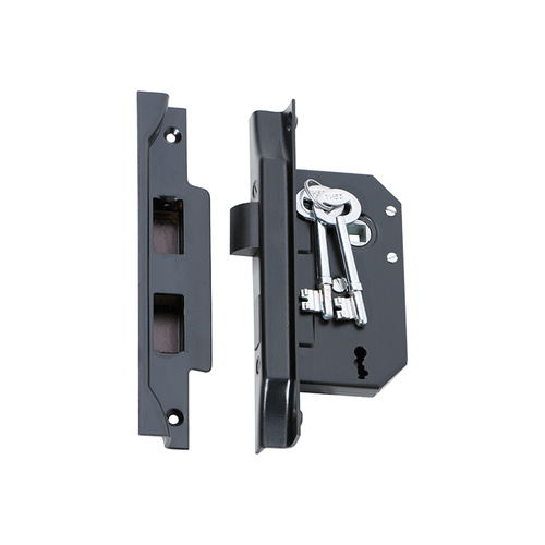 Tradco 2264MB 3 Lever Rebated Lock Matt Black 44mm