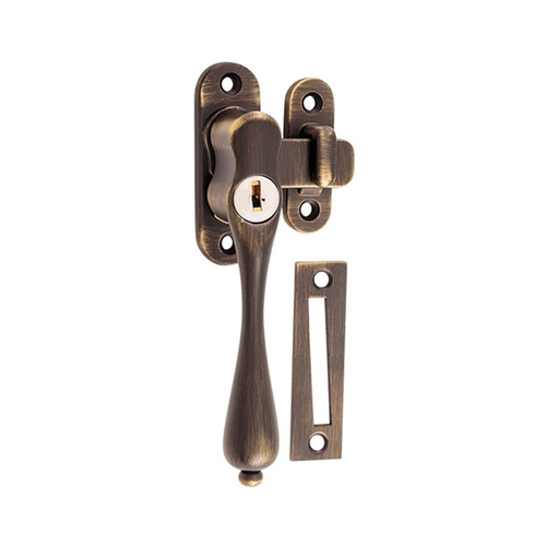 Out of Stock: ETA Early February - Tradco 2318AB Casement Fastener Key Operated LH Antique Brass