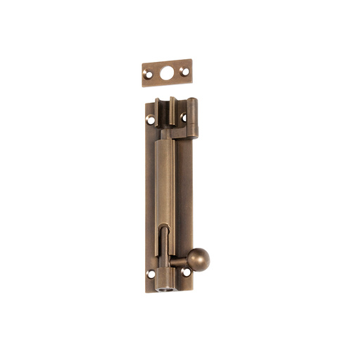 Restocking Soon: ETA End May - Tradco 2326 Barrel Bolt Offset Antique Brass 100x25mm