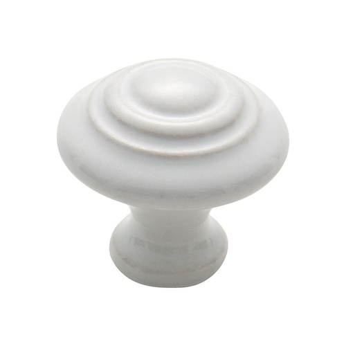 Tradco 3475WH Porcelain Knob Domed White 32mm