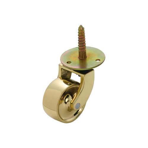 Out of Stock: ETA End September - Tradco 3523PB Screw Plate Castor Polished Brass 38mm