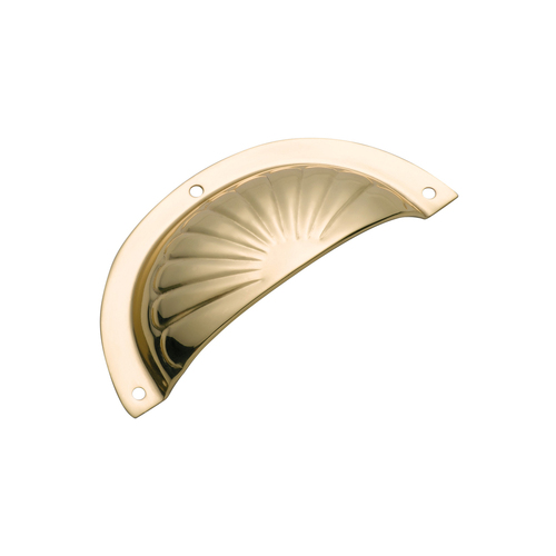 Out of Stock: ETA End June - Tradco 3550PB Drawer Pull Fluted SB Polished Brass 97x40mm