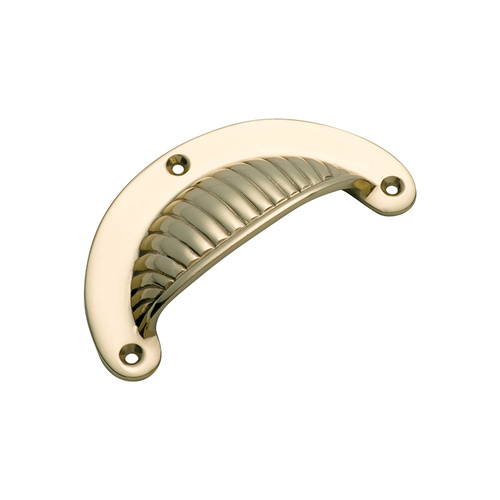 Tradco 3559PB Drawer Pull Fluted Polished Brass 95x50mm