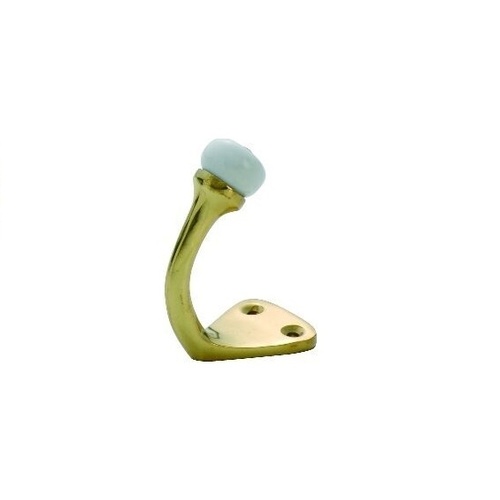 Tradco 3976PB Robe Hook Porcelain Tip Polished Brass P70mm