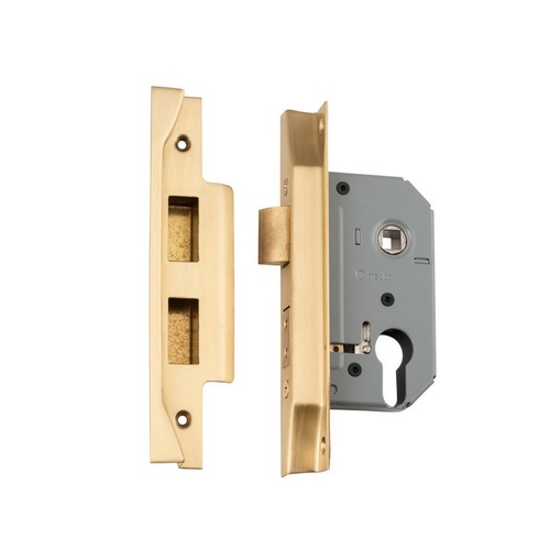 Tradco Rebated Euro Mortice Lock 46mm Satin Brass 4053SB