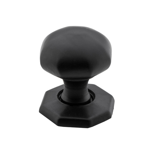 Tradco 4084MB Cupboard Knob Octagonal W Bplate CI Matt Black 25mm
