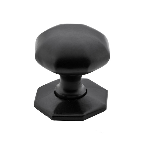 Tradco Cupboard Knob Octagonal with Backplate 38mm Matt Black 4086