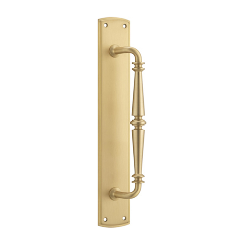 Restocking Soon: ETA End March - Iver Sarlat Door Pull Handle on Backplate 380mm Brushed Brass 4501
