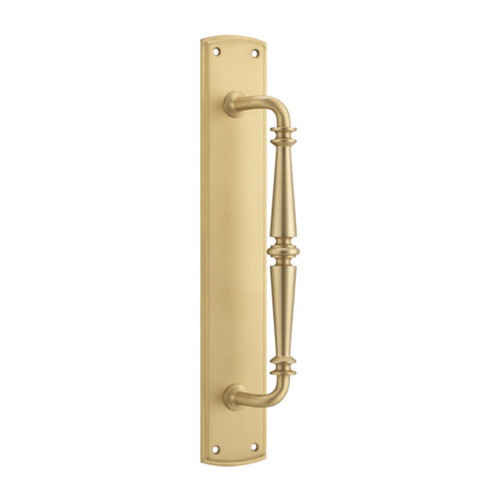 Out of Stock: ETA End February - Iver Sarlat Door Pull Handle on Backplate Brushed Brass 380mm x 65mm 4501