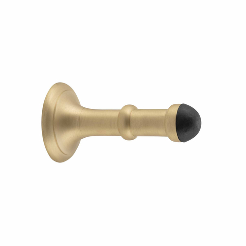 Out of Stock: ETA Mid August - Tradco Small Concealed Fix Door Stop Satin Brass 80mm 4505