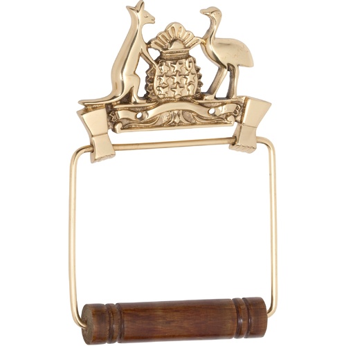 Tradco 4884PB Coat of Arms Toilet Roll Holder Polished Brass 