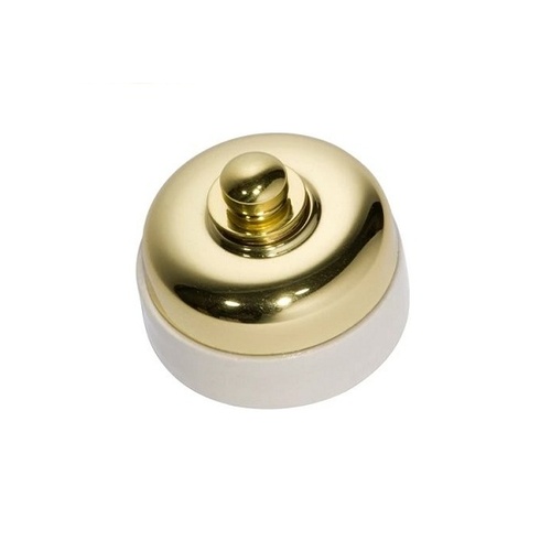 Tradco 5102PB Ivory Porcelain Base Fan Controller Polished Brass 