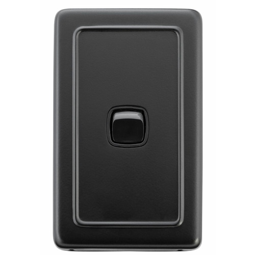 Tradco 5342 1 Gang Flat Plate Rocker Switch Matte Black