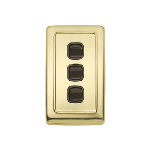 Tradco 5804PB Switch Rocker 3 Gang Polished Brass BR 72x115mm