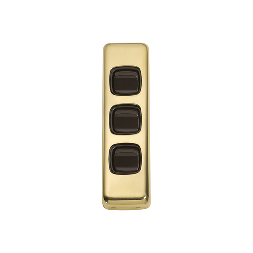 Tradco 5806PB Switch Rocker 3 Gang Polished Brass BR 30x108mm