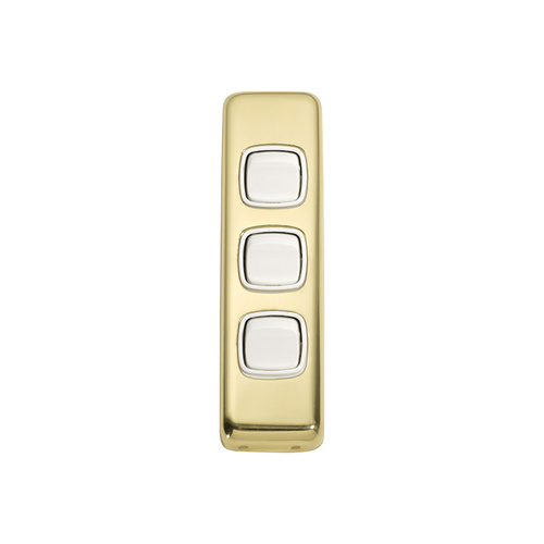 Tradco 5856PB Switch Rocker 3 Gang Polished Brass WH 30x108mm