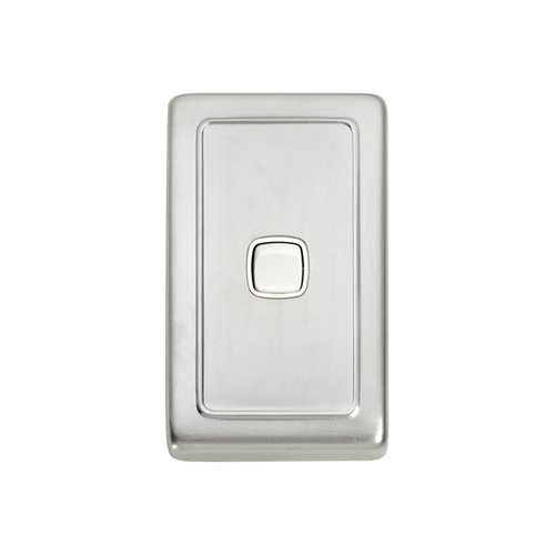 Tradco 5872SC Switch Rocker 1 Gang Satin Chrome WH 72x115mm