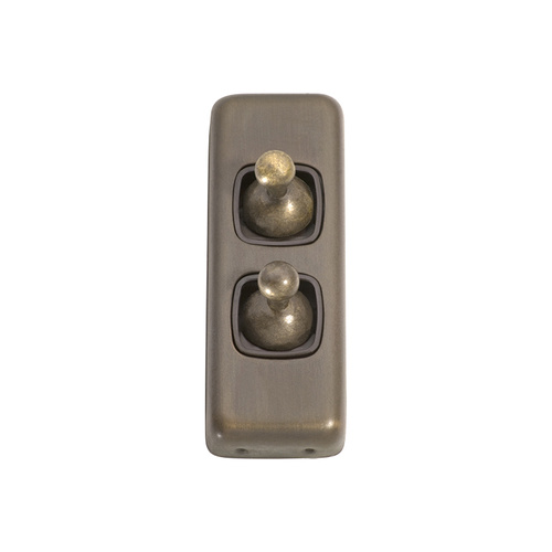 Tradco 5891AB Switch Toggle 2 Gang Antique Brass BR 30x82mm