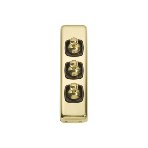 Tradco 5906PB Switch Toggle 3 Gang Polished Brass BR 30x108mm