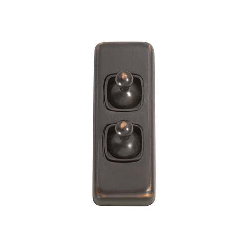 Tradco 5911AC Switch Toggle 2 Gang Antique Copper BR 30x82mm