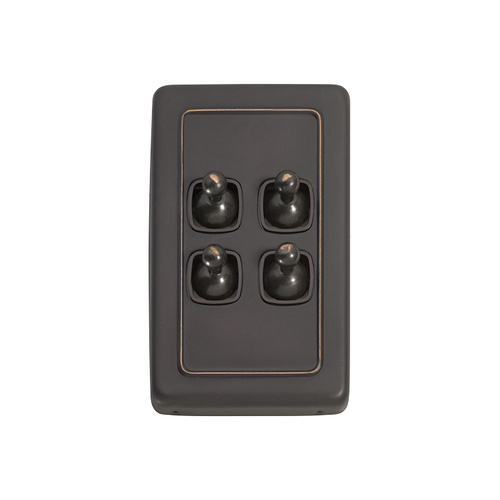 Tradco 5915AC Switch Toggle 4 Gang Antique Copper BR 72x115mm