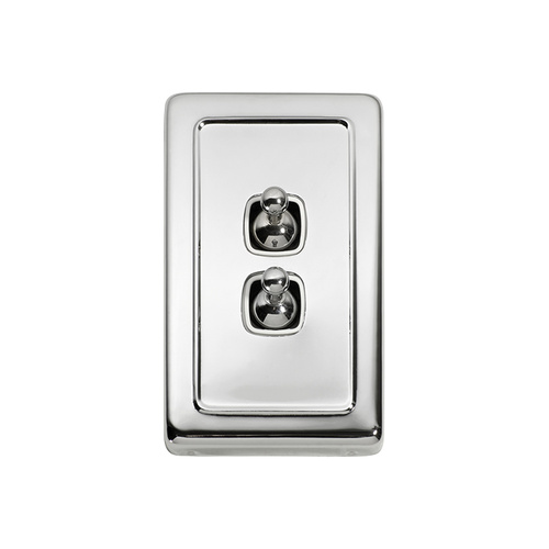 Tradco 5943CP Switch Toggle 2 Gang Polished Chrome WH 72x115mm