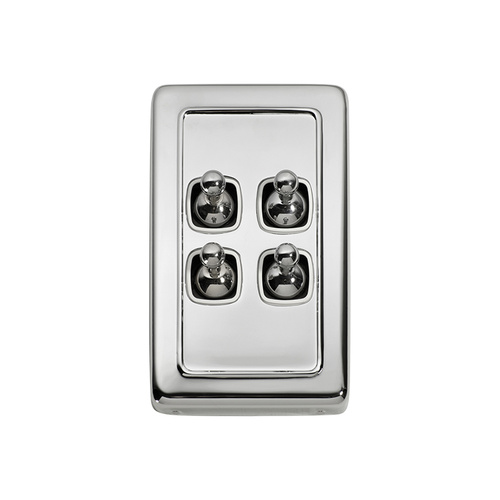 Tradco 5945CP Switch Toggle 4 Gang Polished Chrome WH 72x115mm