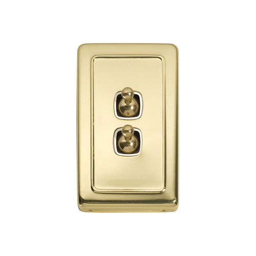 Tradco 5953PB Switch Toggle 2 Gang Polished Brass WH 72x115mm