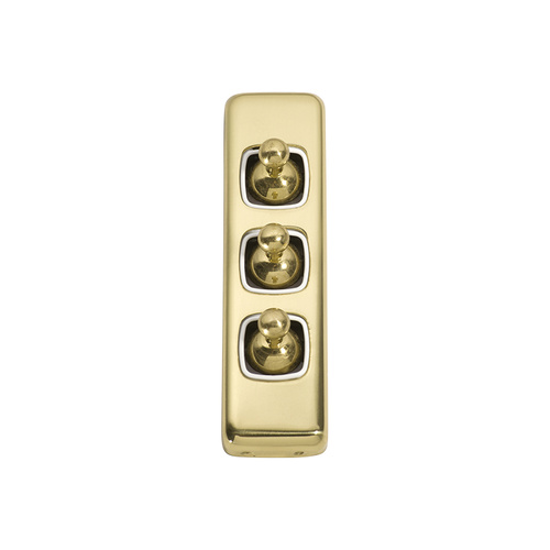 Tradco 5956PB Switch Toggle 3 Gang Polished Brass WH 30x108mm