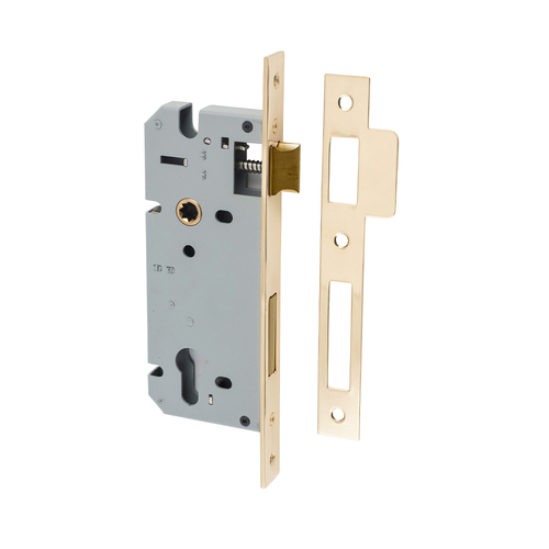 Iver Euro Mortice Lock 85mm CTC 45mm Backset Polished Brass 6026