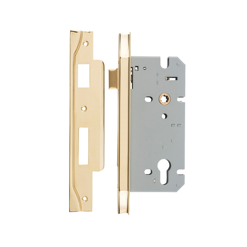 Iver 85mm Rebated Euro Mortice Lock 60mm Polished Brass 6029