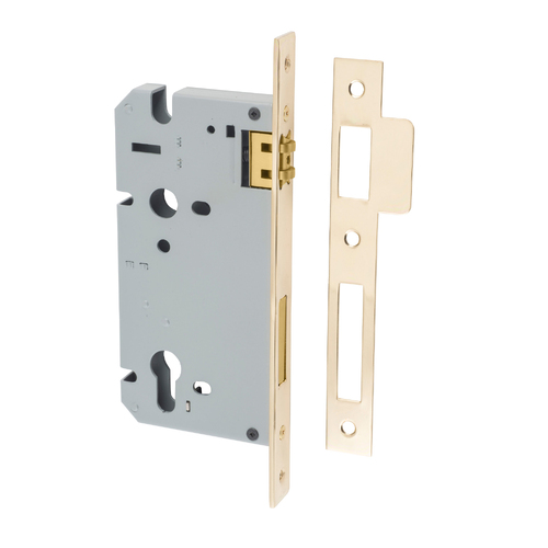 Iver Euro Roller Mortice Lock 60mm Polished Brass 6031