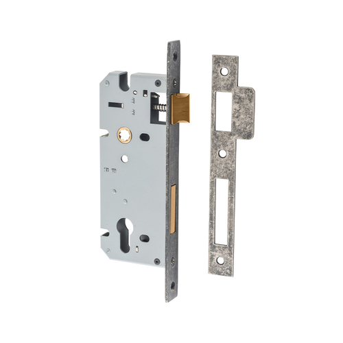 Iver Euro Mortice Lock 85mm CTC 45mm Backset Distressed Nickel 6082