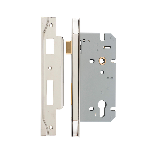 Iver 85mm Rebated Euro Mortice Lock 60mm Polished Nickel 6093